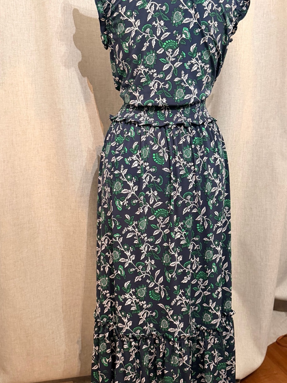 MICHAEL Michael Kors Navy Maxi Dress with Green & White Floral Print - Picture 2 of 3